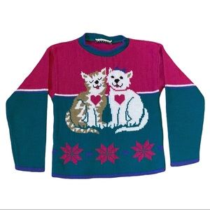 Vintage Children’s American Weekend Knitted Sweater Cat Theme Size 5/6